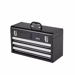 VEVOR Metal Tool Box 8.6-inch Portable Metal Tool Box with 3 Drawers Small Tool Chest with EVA Liners and PP Feet Pads He ...