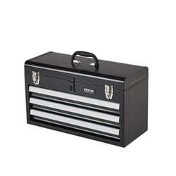 VEVOR Metal Tool Box  20.5-inch  Portable Metal Tool Box with 3 Drawers  Small Tool Chest with EVA Liners  Ball Bearing Slide Drawers Locking & Powder