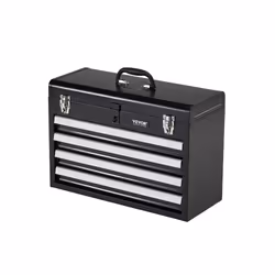 VEVOR Metal Tool Box 20.5-inch Portable Metal Tool Box with 4 Drawers Small Tool Chest with EVA Liners Ball Bearing Slide ...