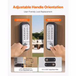 VEVOR Mechanical Keyless Entry Door Lock  14 Key Mechanical Door Lock  Mechanical Keypad Door Lock with Handle  Stainless Steel Waterproof Keyless Gat