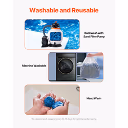 VEVOR Pool Filter Balls for Sand Filter  4 lbs  Filter Balls Replace Pool Filter Sand  Reusable Blue Polyester Fiber Filter Media with Wash Bag  for S