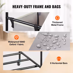 VEVOR 3Section Laundry Basket  Heavy Duty Laundry Hamper Storage Organizer  Laundry Sorter Cart with Heavy Duty Lockable Wheels for Dirty Clothes in L