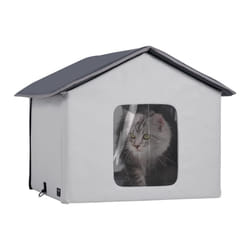 VEVOR Heated Cat House  Outdoor Kitty Shelter  600D Oxford Cloth Foldable Cat Shelter with Heated Pad for Winter to Stay Warm and Cozy  Gray (Middle)