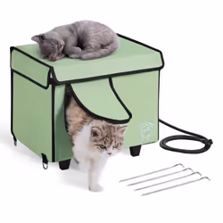 VEVOR Elevated Heated Cat House  Cuboid Kitty Shelter  900D Oxford Cloth Foldable Cat Shelter with Heated Pad for Winter to S ...