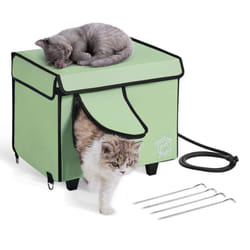 VEVOR Elevated Heated Cat House  Cuboid Kitty Shelter  900D Oxford Cloth Foldable Cat Shelter with Heated Pad for Winter to Stay Warm & Cozy  Light Gr