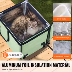 VEVOR Elevated Heated Cat House  Cuboid Kitty Shelter  900D Oxford Cloth Foldable Cat Shelter with Heated Pad for Winter to Stay Warm & Cozy  Light Gr
