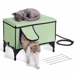 VEVOR Elevated Heated Cat House Cuboid Kitty Shelter 900D Oxford Cloth Foldable Cat Shelter with Heated Pad for Winter to S ...