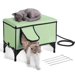 VEVOR Elevated Heated Cat House  Cuboid Kitty Shelter  900D Oxford Cloth Foldable Cat Shelter with Heated Pad for Winter to Stay Warm & Cozy  Light Gr