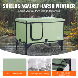 VEVOR Elevated Heated Cat House  Cuboid Kitty Shelter  900D Oxford Cloth Foldable Cat Shelter with Heated Pad for Winter to Stay Warm & Cozy  Light Gr