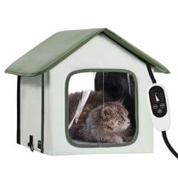 VEVOR Elevated Heated Cat House  Outdoor Kitty Shelter with Adjustable Temperature & Timer  600D Oxford Cloth Foldable Cat Shelter with Heated Pad for