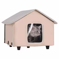 VEVOR Elevated Heated Cat House Outdoor Kitty Shelter with Adjustable Temperature & Timer 600D Oxford Cloth Foldable Cat Sh ...