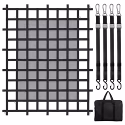VEVOR Cargo Net with Mesh 72 in x 57 in Heavy Duty Truck Cargo Net-(WLL) 1 500lbs 4 Adjustable Straps with Carabiners & S- ...