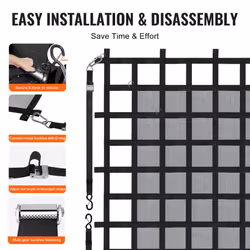 VEVOR Cargo Net with Mesh  72 in x 57 in  Heavy Duty Truck Cargo Net-(WLL) 1 500lbs  4 Adjustable Straps with Carabiners & S-Hooks  Truck Bed Cover fo