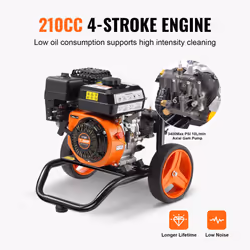VEVOR Gas Pressure Washer, 3400 PSI 2.6 GPM, Gas Powered Pressure Washer 10L/min with Aluminum Pump, Spray Gun and Extension Wand, 5 Nozzle Set, for
