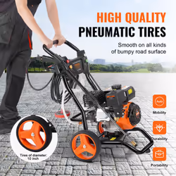 VEVOR Gas Pressure Washer, 3400 PSI 2.6 GPM, Gas Powered Pressure Washer 10L/min with Aluminum Pump, Spray Gun and Extension Wand, 5 Nozzle Set, for