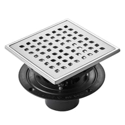 VEVOR 16Inch Linear Shower Drain with Square Pattern Grate Brushed 304 Stainless Steel Rectangle Shower Floor Drain Linear Drain with Leveling Feet Ha