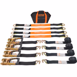 VEVOR Heavy Duty Ratchet Straps (4PK), 1,1128 lb Break Strength 2 x 8' Ratchet Straps Tie Down with Double J Hook, (4) 2 x 38 ...