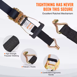 VEVOR Heavy Duty Ratchet Straps (4PK), 1,1128 lb Break Strength 2 x 8' Ratchet Straps Tie Down with Double J Hook, (4) 2 x 38'' Axle Straps for Movi