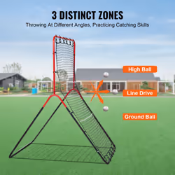 VEVOR Baseball and Softball Rebounder  3 x 4.5 ft PitchBack Pitching Nest  3-Way Pitchback Net  Fielding Trainer  Bounce Back Net for Fielding/Throwin