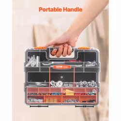 VEVOR 3-Pack Small Parts Organizer  21 Compartments Tools Organizer Box with Removable Dividers  PP Hardware Storage Box with Safety Latch & Portable