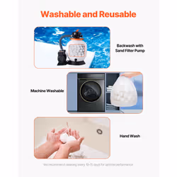 VEVOR Pool Filter Balls for Sand Filter  3.5 lbs  Filter Balls Replace Pool Filter Sand  Reusable Polyester Fiber Filter Media Balls with Wash Bag  fo