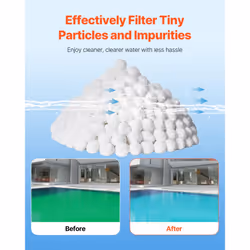 VEVOR Pool Filter Balls for Sand Filter  4.6 lbs  Filter Balls Replace Pool Filter Sand  Reusable Polyester Fiber Filter Media Balls with Wash Bag  fo
