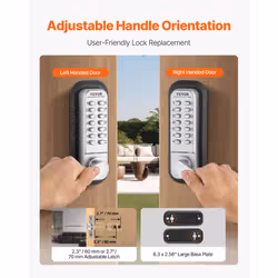 VEVOR Mechanical Keyless Entry Door Lock  14 Key Mechanical Door Lock  Mechanical Keypad Door Lock with Handle  Double-Sided Stainless Steel Waterproo
