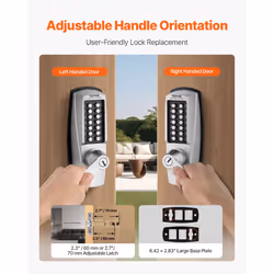 VEVOR Mechanical Keyless Entry Door Lock  14 Key Mechanical Door Lock with Keys  Mechanical Keypad Door Lock with Handle  Stainless Steel Waterproof K