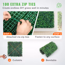 VEVOR Artificial Boxwood Panels 12PCS 10x10 inch  Artificial Grass Backdrop Wall Boxwood Hedge Wall Mat  Privacy Hedge Screen UV Protected for Outdoor