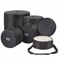 VEVOR 5-Piece Drum Bag Kit Durable 1680D Oxford Drum Cases Cushioned Cases with 1.5m Removable Shoulder Strap and Carry Han ...