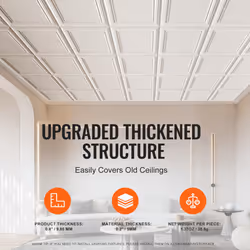 VEVOR 16-Pack 20 x 20 in Drop Ceiling Tiles - Premium Polystyrene Sheet  Easy Installation/Cutting Plastic Glue-up  Basement Ceiling Covering for Home