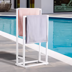 VEVOR Towel Rack  2 Bars Metal Outdoor Towel Holder  Freestanding Pool Towel Hanger Stand Next to Hot Tub  Outdoor or Indoor  ...