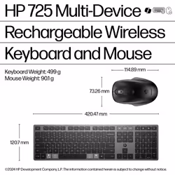 HP 720 Multi-Device Rechargeable Wireless Keyboard and Mouse Combo