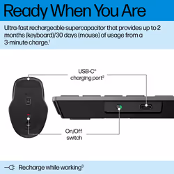 HP 720 Multi-Device Rechargeable Wireless Keyboard and Mouse Combo - Additional view 6
