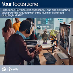 POLY Voyager Focus 2 Microsoft Teams Certified USB-C-C Headset +USB-C/A Adapter +Charging Stand - Additional view 4