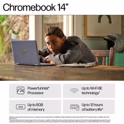 HP Chromebook 14a-nf0002na Intel® N N100 35.6 cm (14") HD 4 GB LPDDR5-SDRAM 128 GB eUFS Wi-Fi 6E (802.11ax) ChromeOS Grey - Additional view 4