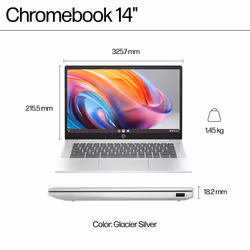 HP Chromebook 14a-nf0002na Intel® N N100 35.6 cm (14") HD 4 GB LPDDR5-SDRAM 128 GB eUFS Wi-Fi 6E (802.11ax) ChromeOS Grey - Additional view 7