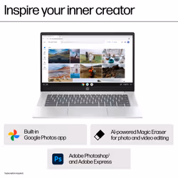 HP Chromebook 14a-nf0002na Intel® N N100 35.6 cm (14") HD 4 GB LPDDR5-SDRAM 128 GB eUFS Wi-Fi 6E (802.11ax) ChromeOS Grey - Additional view 8