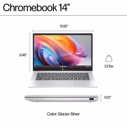 HP Chromebook 14a-nf0000na Intel® Core™ i3 i3-N305 35.6 cm (14") Full HD 8 GB LPDDR5-SDRAM 256 GB eUFS Wi-Fi 6E (802.11ax) ChromeOS Silver - Additional view 7