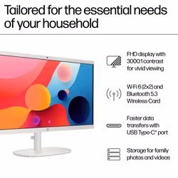 HP 22-dg0007na Intel® Celeron® N100 54.5 cm (21.4") 1920 x 1080 pixels All-in-One PC 8 GB DDR5-SDRAM 128 GB Flash Windows 11 Home in S mode Wi-Fi 6 (802.11ax) White - Additional view 7