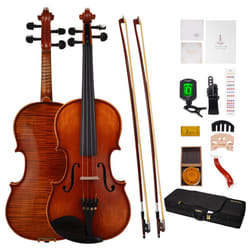 PHOENIX Violin 4/4 Full Size Set  Fiddle Solid Wood for professional Beginners Adults Kid with Ironwood Octagonal Bow & Rosewood Bow Extra strings & B