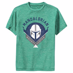 Star Wars Mandalorian Crest Boys Performance Tee Kelly Heather