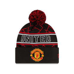 New Era Man UTD Sport Beanie Hat Sage Bobble Black Red White