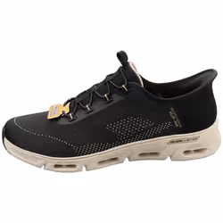 Skechers Glide-step Gratify-pace Vegan Womens Slip On Trainers in Black Gold - 4