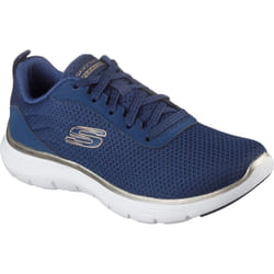 ) Skechers Flex Appeal 5.0 Uptake Textile Women's Navy/Gold Trainers - Blue, 5 (Adults'