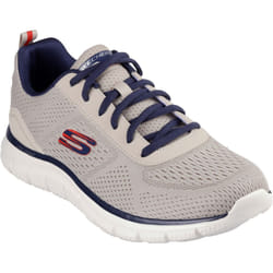 ) Skechers Track Leshur Polyester Men's Taupe/Navy Trainers - Brown, 9 (Adults'