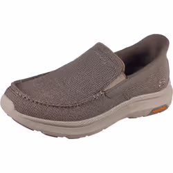 ) Skechers Pollard Wilfred Textile Men's Taupe Loafers - Brown, 6 (Adults'