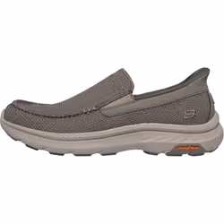 ) Skechers Pollard Wilfred Textile Men's Taupe Loafers - Brown, 6 (Adults'