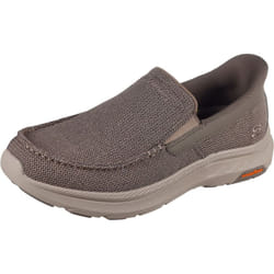 ) Skechers Pollard Wilfred Textile Men's Taupe Loafers - Brown, 8 (Adults'