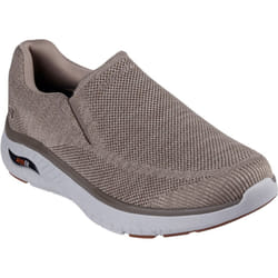 ) Skechers Arch Fit Crosser Locke Polyester Men's Taupe Trainers - Brown, 10 (Adults'